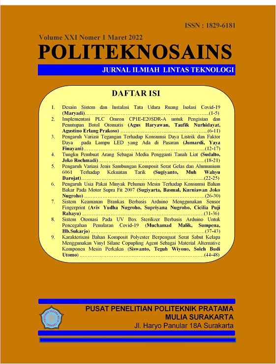 					Lihat Vol 21 No 1 (2022): Jurnal Politeknosains Volume 20 Nomor 1 - Maret 2022
				